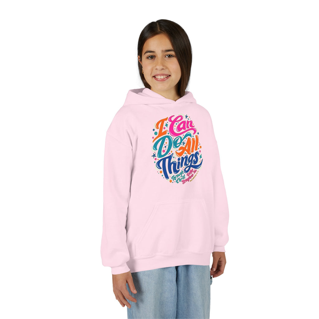 Youth Hoodie — "I Can Do All Things" Inspirational Christian Sweatshirt
