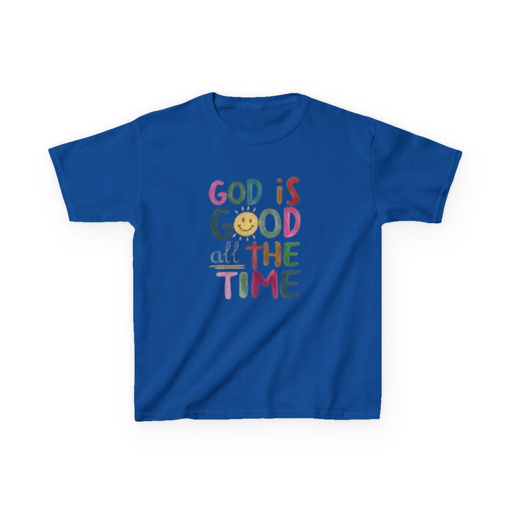 Kids Tee — "God Is Good All The Time" Colorful Faith Graphic