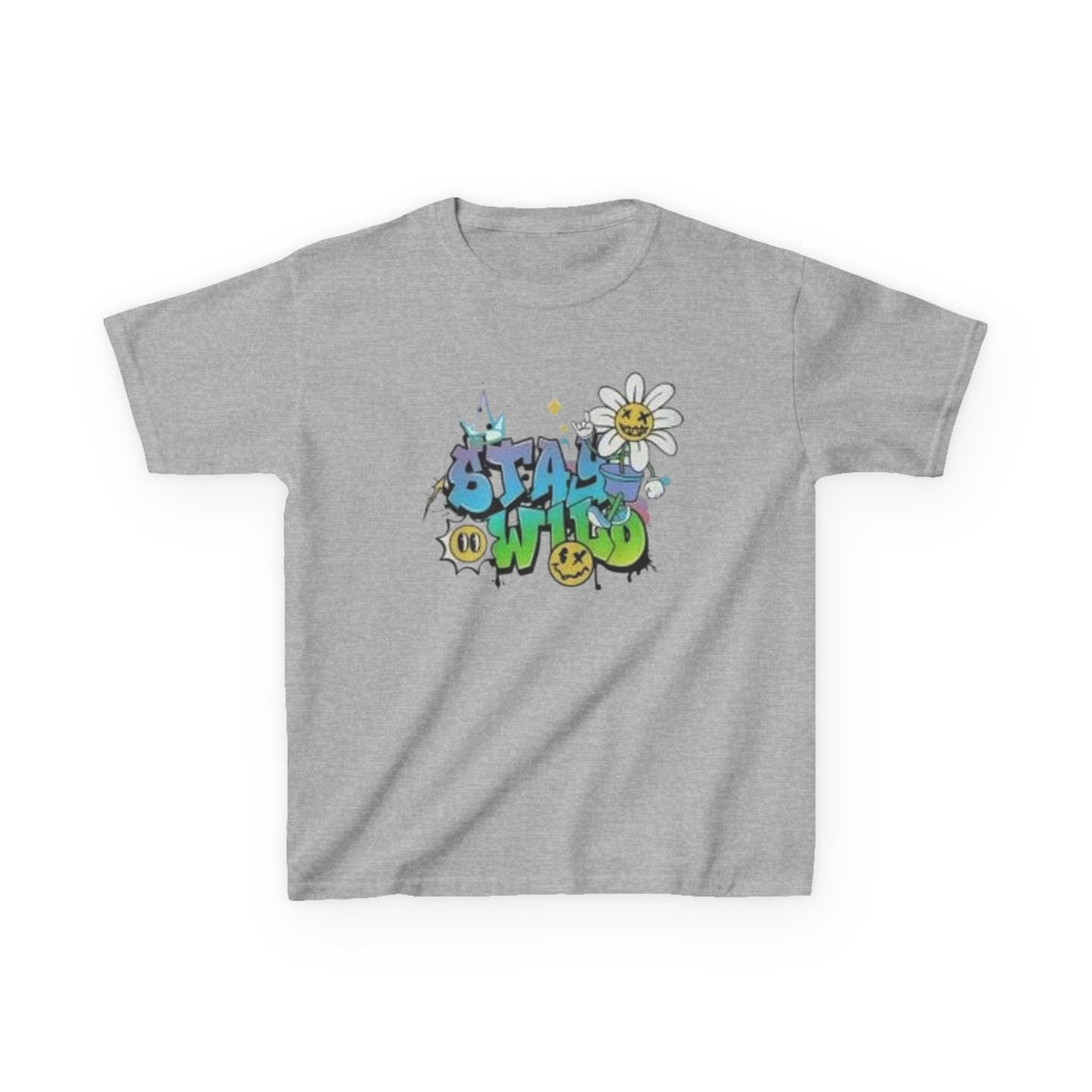Kids Tee — "Stay Wild" Graffiti Daisy Graphic