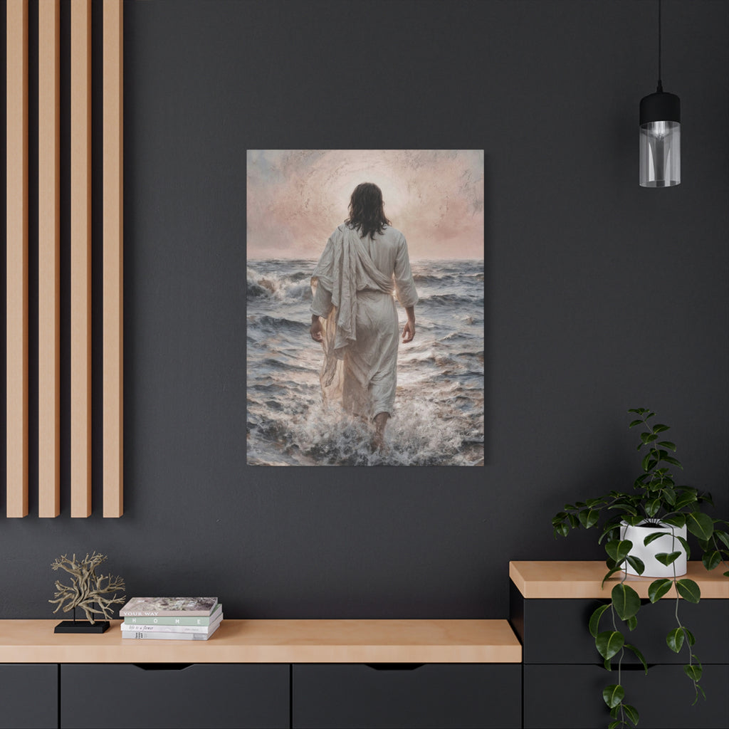Jesus Walking on Water Matte Canvas Print