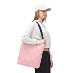 Pink Heart Pattern Tote Bag — Cute Pink AOP Shopper for Everyday Use