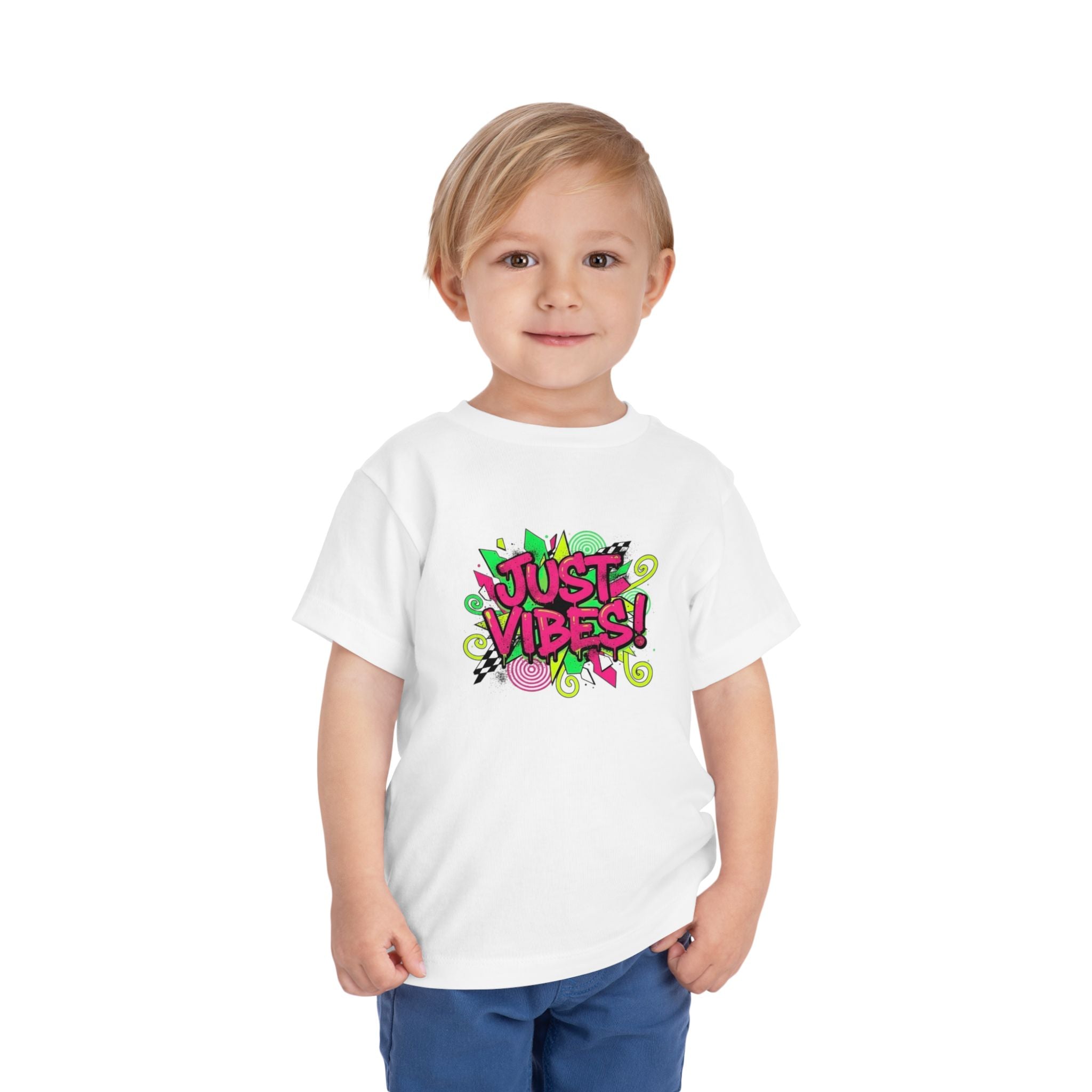 Toddler Tee - "Just Vibes!" Colorful Retro Graphic Kids T‑Shirt