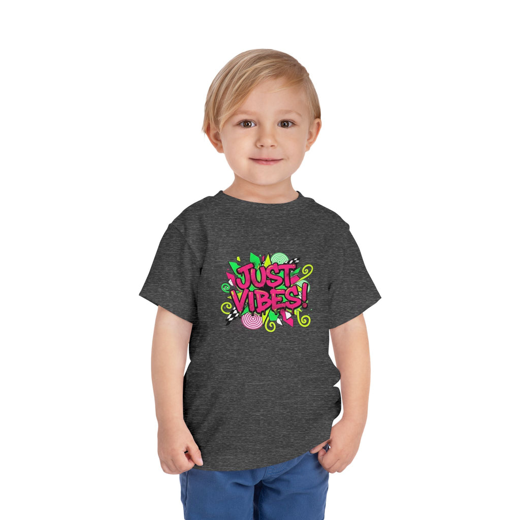 Toddler Tee - "Just Vibes!" Colorful Retro Graphic Kids T‑Shirt