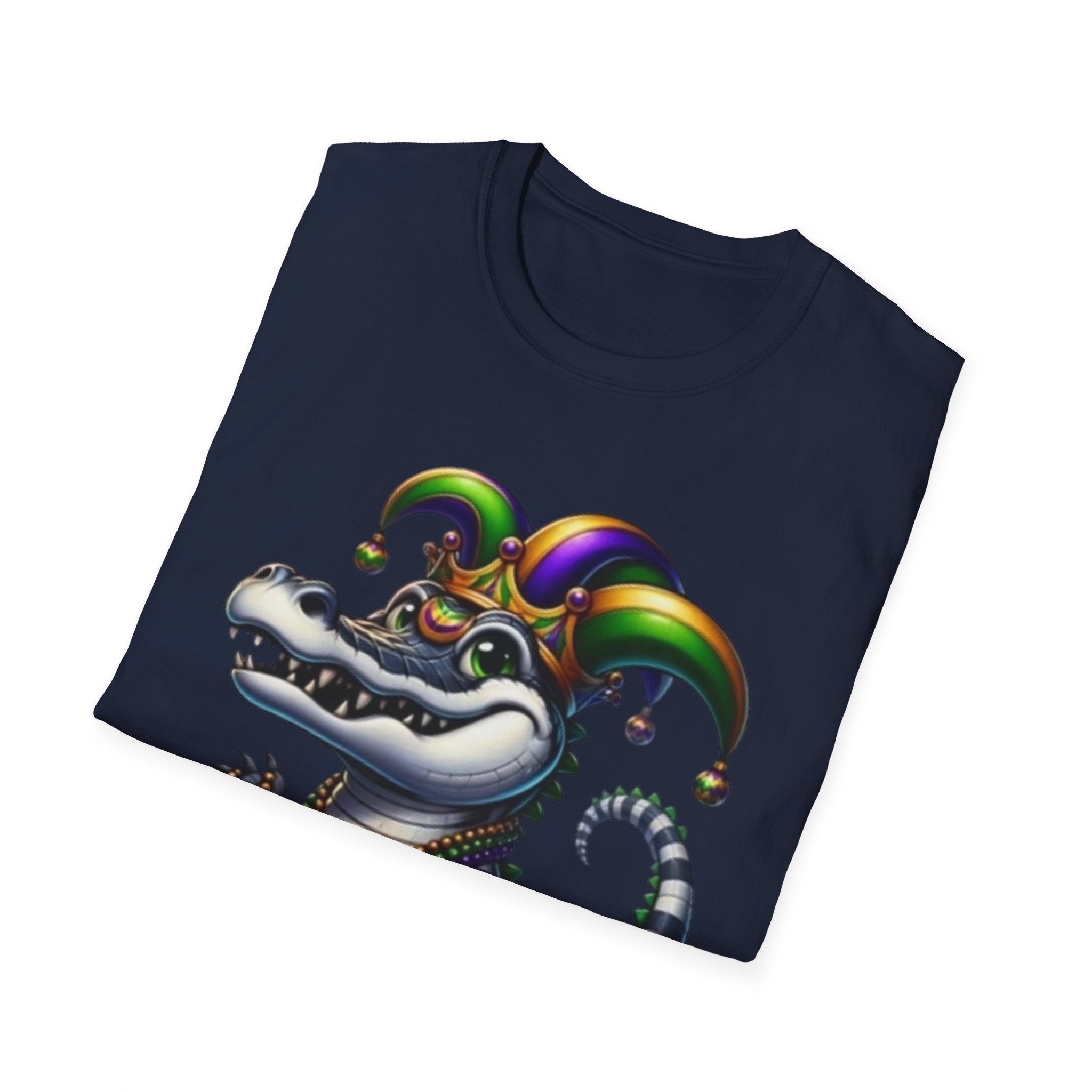 Mardi Gras Jester Alligator T-Shirt — Carnival Croc Graphic Tee