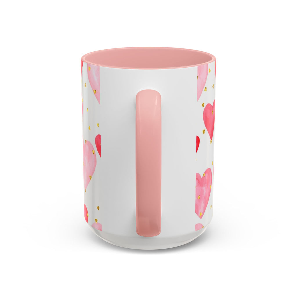 Pink Watercolor Hearts Accent Coffee Mug — Romantic Valentine’s Day Gift