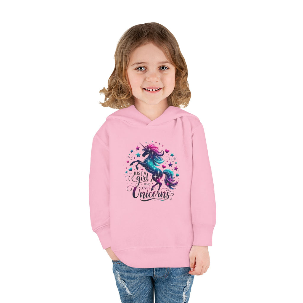 Toddler Hoodie — "Just a Girl Who Loves Unicorns" Cute Unicorn Pullover for Kids