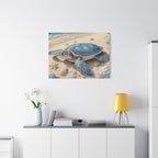 Blue Sea Turtle Canvas Art — Coastal Beach Wall Decor