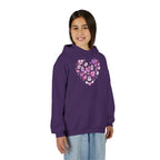 Youth Heart Doodle Hoodie — Pink Valentine Love Graphic Sweatshirt