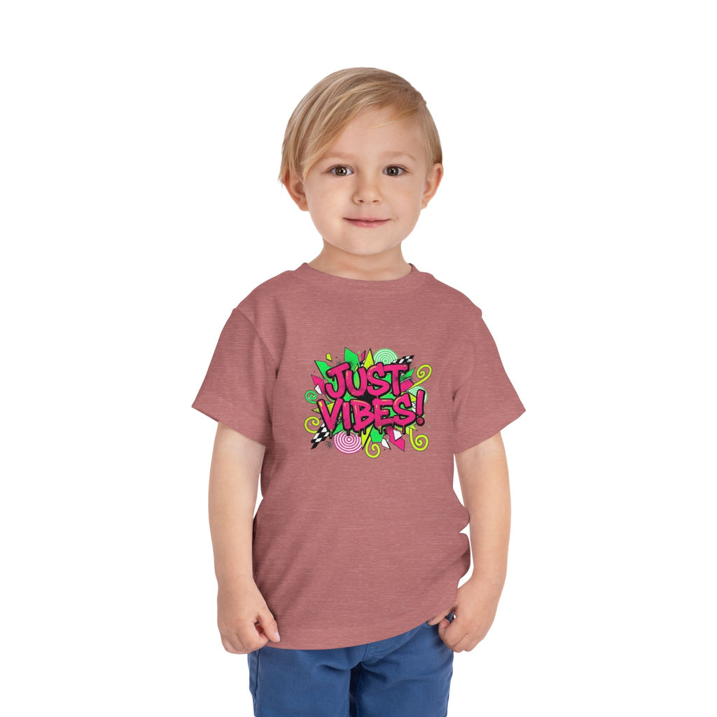 Toddler Tee - "Just Vibes!" Colorful Retro Graphic Kids T‑Shirt