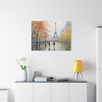 Paris Eiffel Tower Autumn Street Matte Canvas Wall Art, Stretched 1.25"
