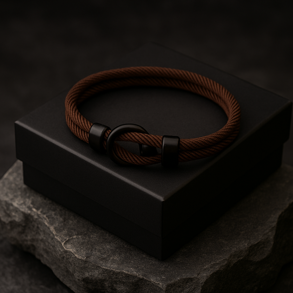 Brown Rope Bracelet – Men’s Minimalist Bracelet with Black Magnetic Clasp-2