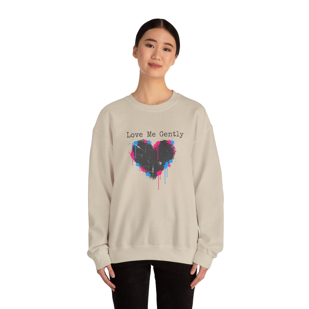 Love Me Gently Grunge Heart Sweatshirt | punk heart design, distressed love