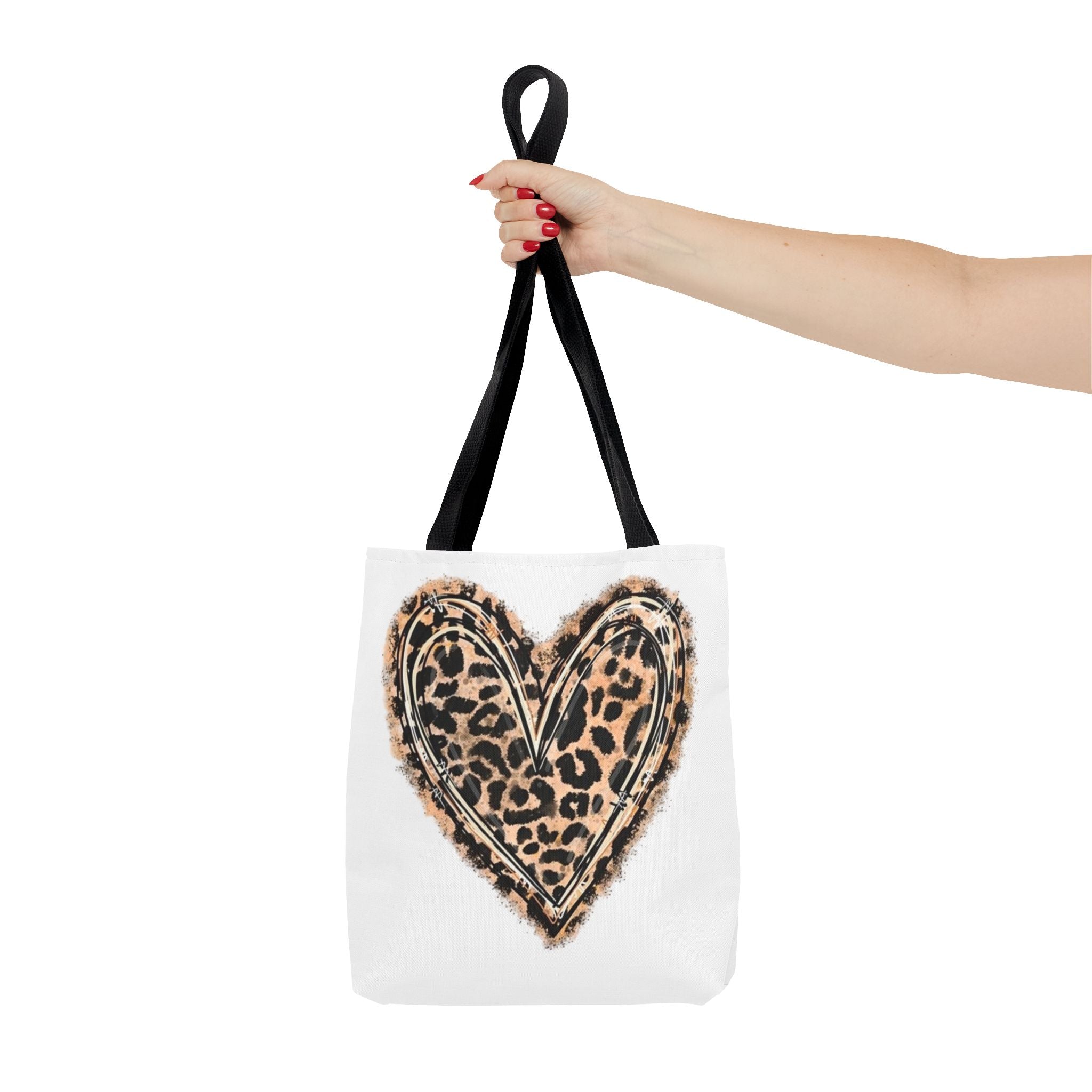 Leopard Heart Tote Bag – Animal Print Heart Canvas Tote