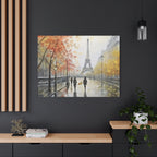 Paris Eiffel Tower Autumn Street Matte Canvas Wall Art, Stretched 1.25"