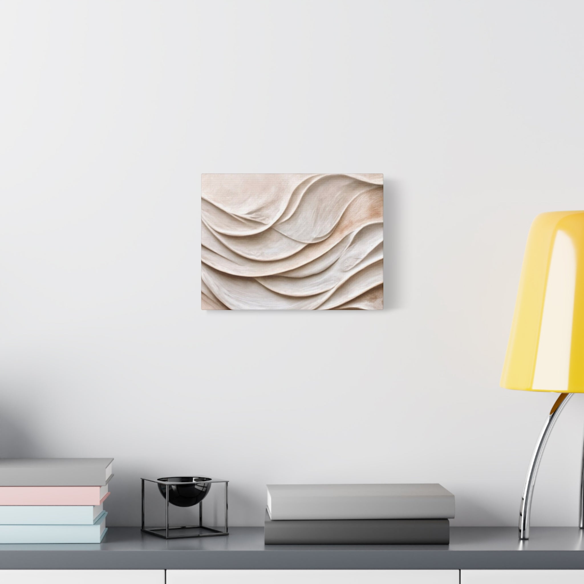 Neutral Abstract Wave Texture Matte Canvas Wall Art