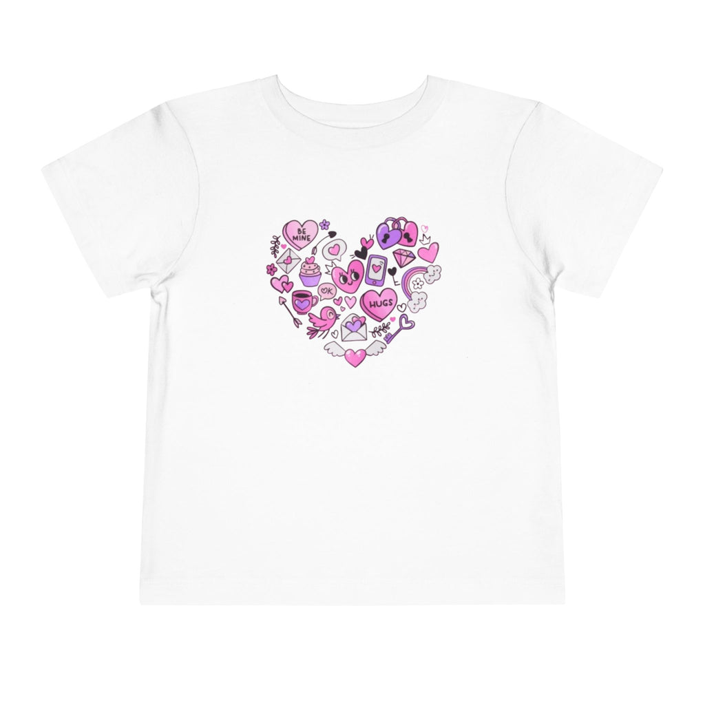 Toddler Tee — Pink Heart Doodle Design (Love, Kisses & Cute Icons)