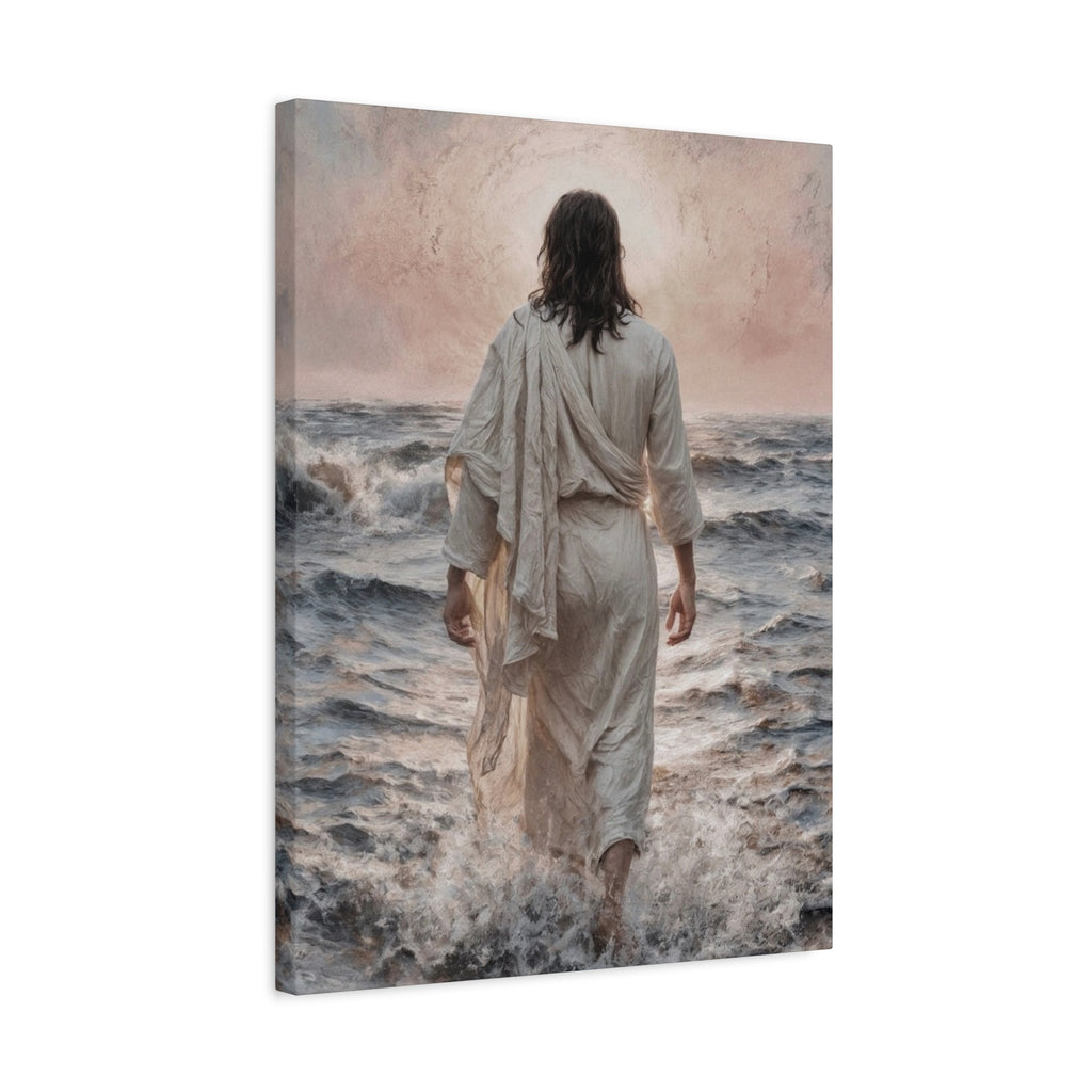 Jesus Walking on Water Matte Canvas Print