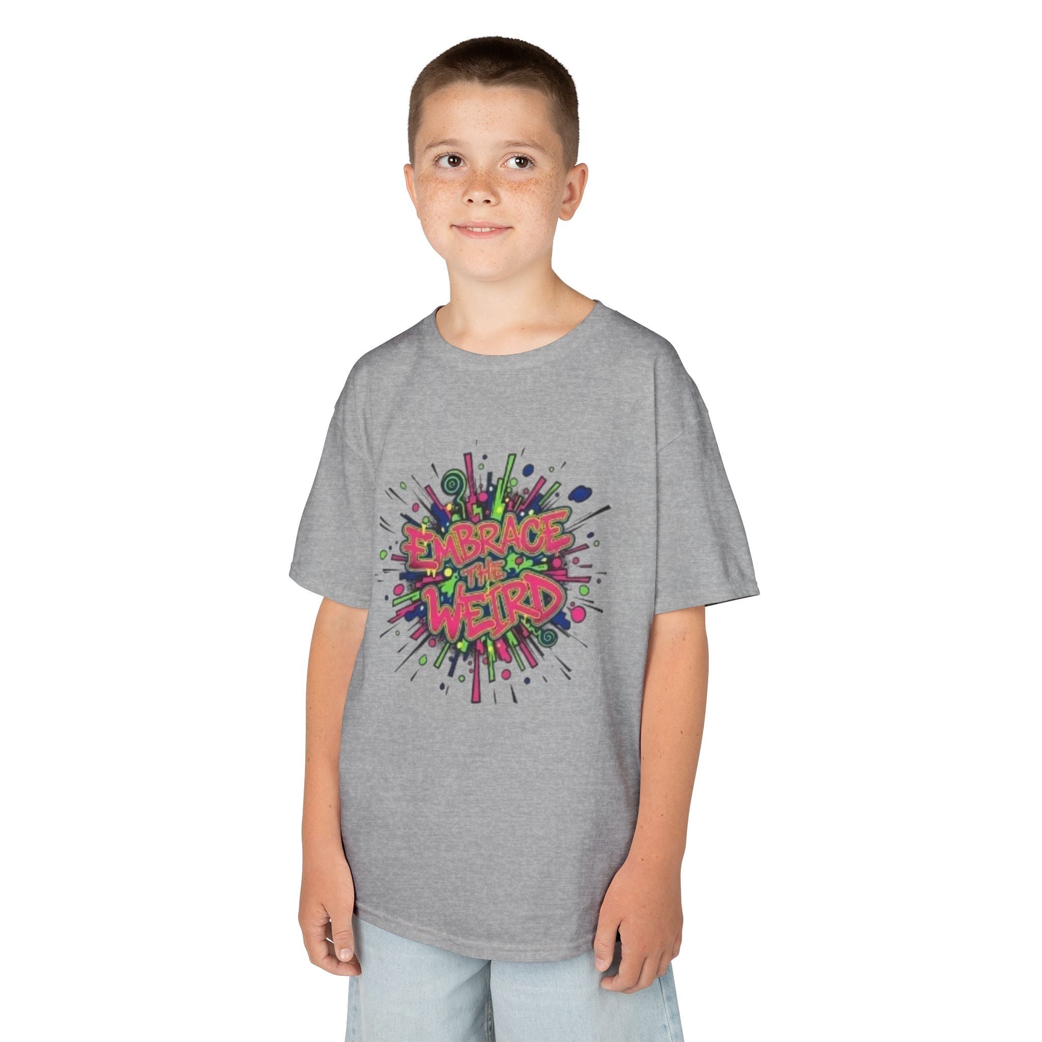 Kids T-Shirt — "Embrace Your Weird" Colorful Splash Graphic