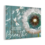 Canvas Wall Art — "Just Breathe" Dandelion Rustic Teal