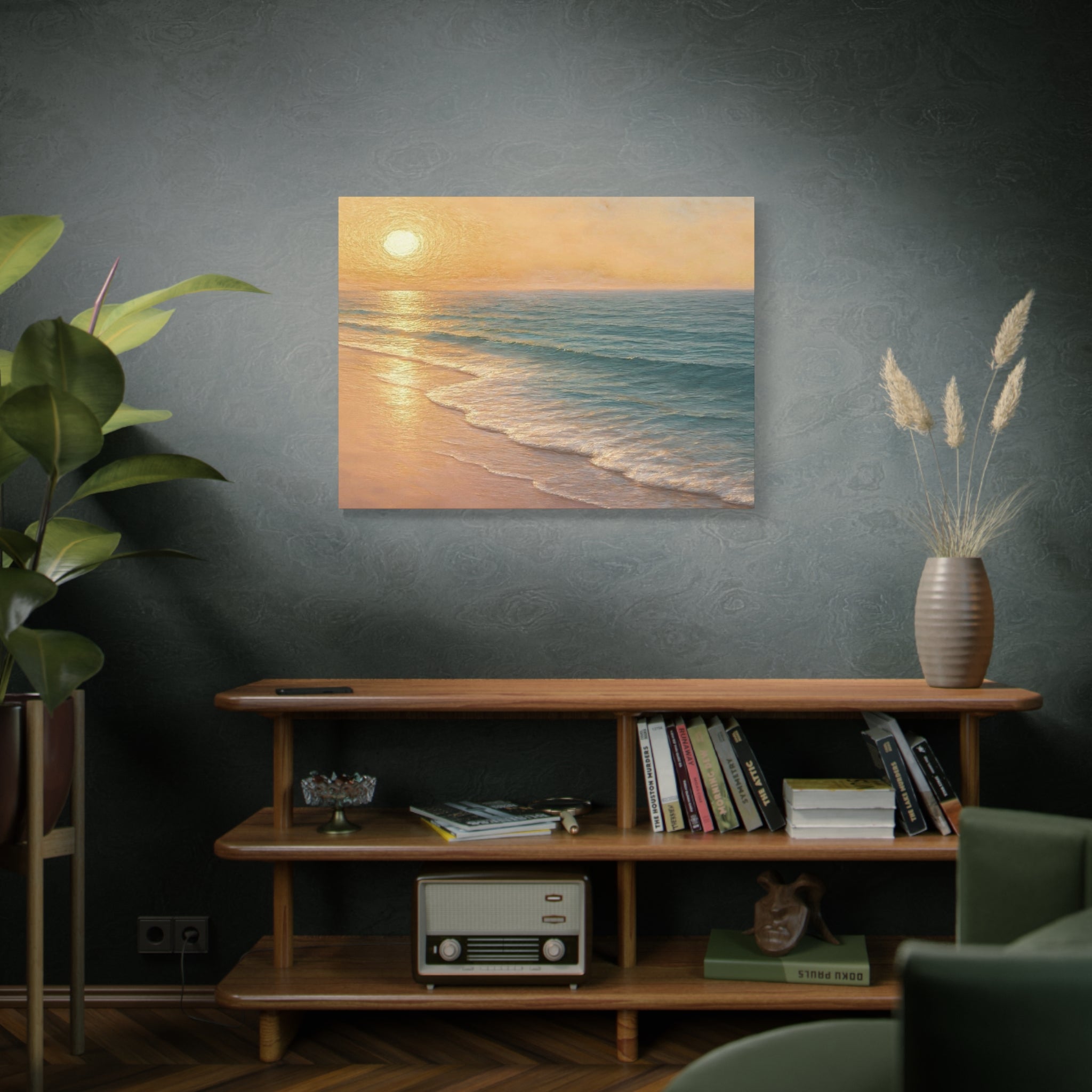 Sunset Beach Canvas Print — Seaside Wall Art Matte Stretched 1.25"