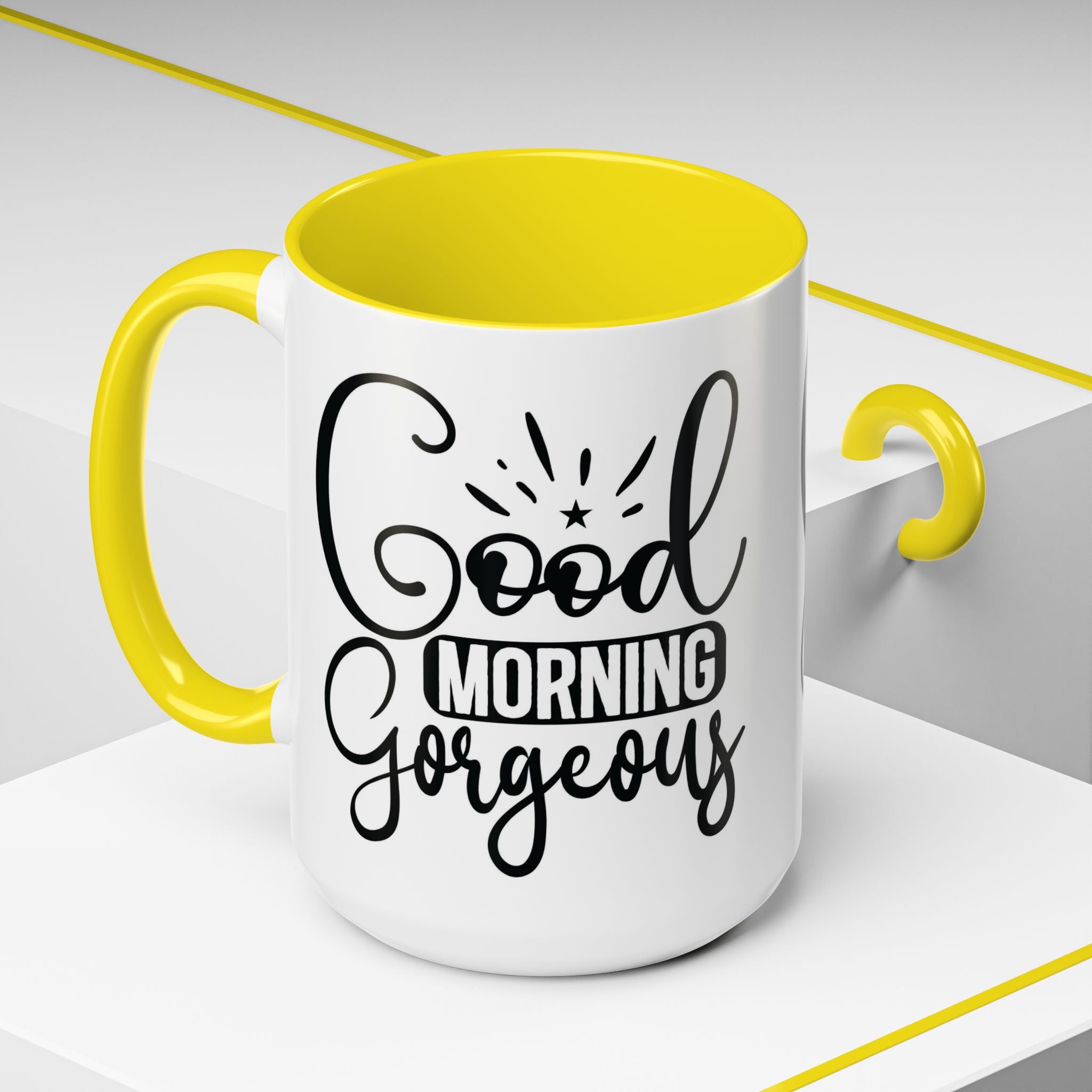 Good Morning Gorgeous Accent Coffee Mug – 11/15oz Pink Interior