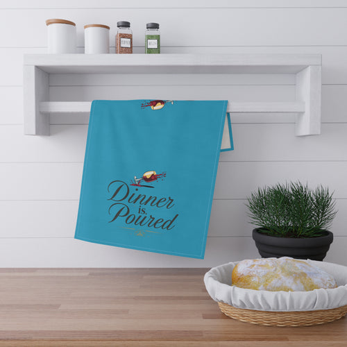 "Dinner Is Poured" Tea Towel — Funny Cocktail Bar Kitchen Dish Towel