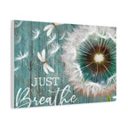 Canvas Wall Art — "Just Breathe" Dandelion Rustic Teal