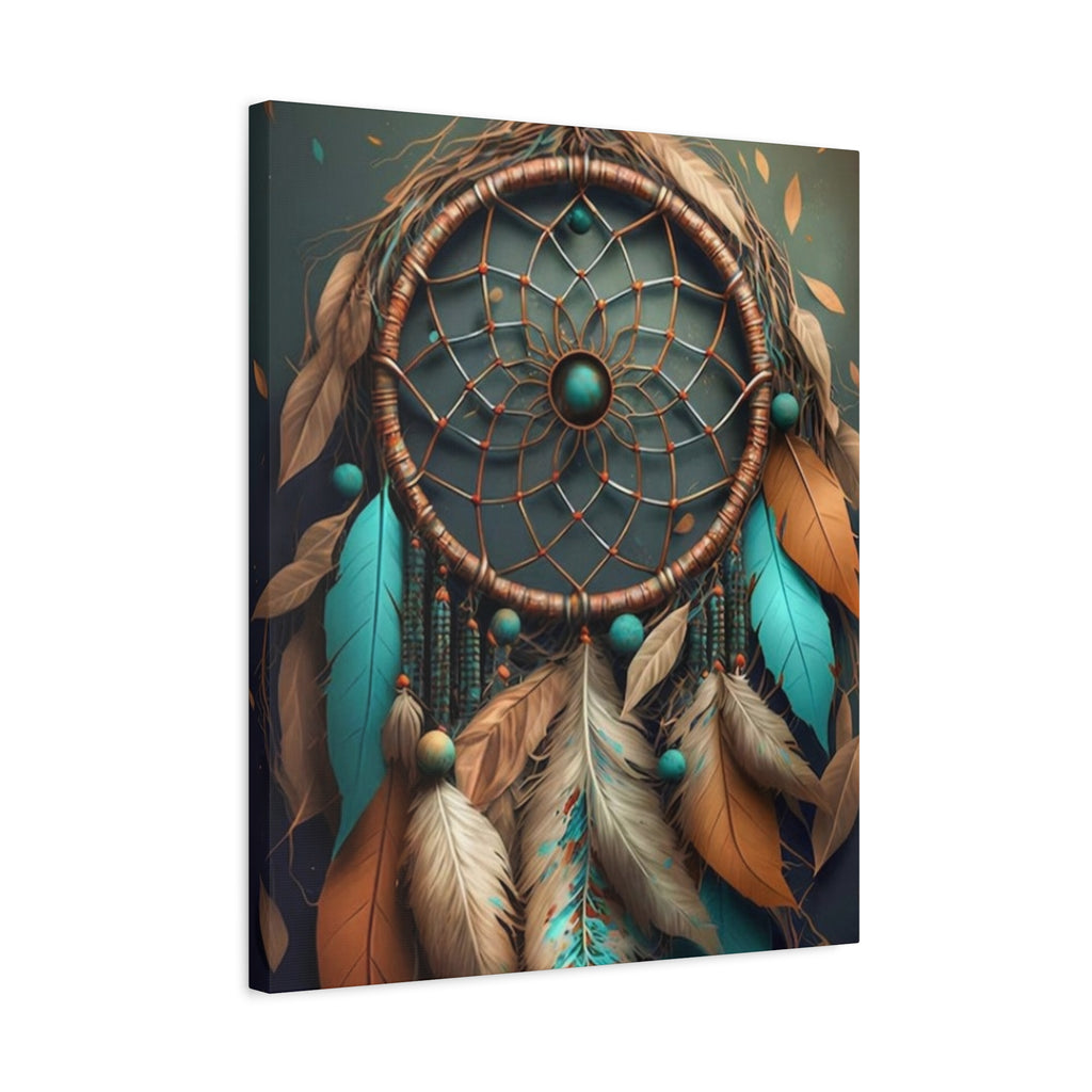 Dreamcatcher Wall Canvas – Boho Feather Art Print