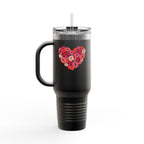 40oz Insulated Travel Mug — Pink Lipstick Kiss Heart Design