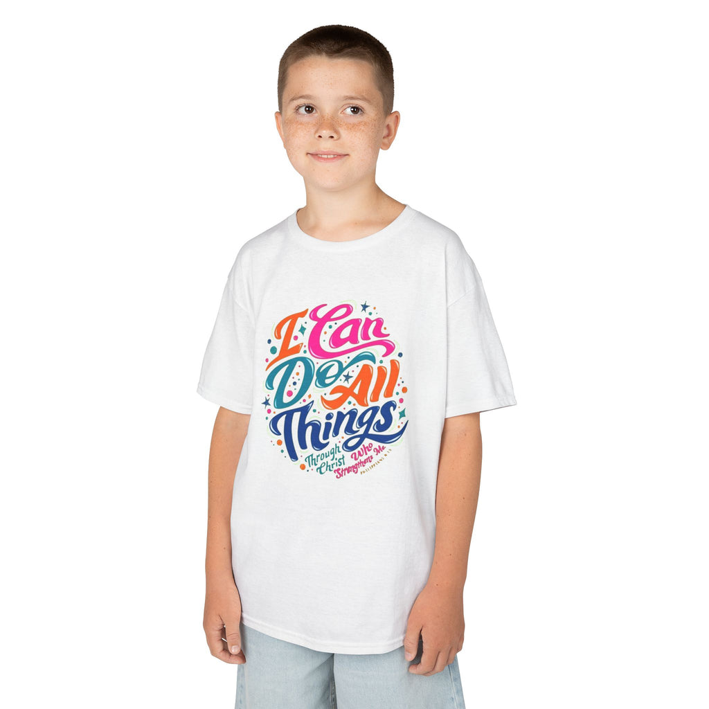 Kids T‑Shirt — "I Can Do All Things" Inspirational Rainbow Tee
