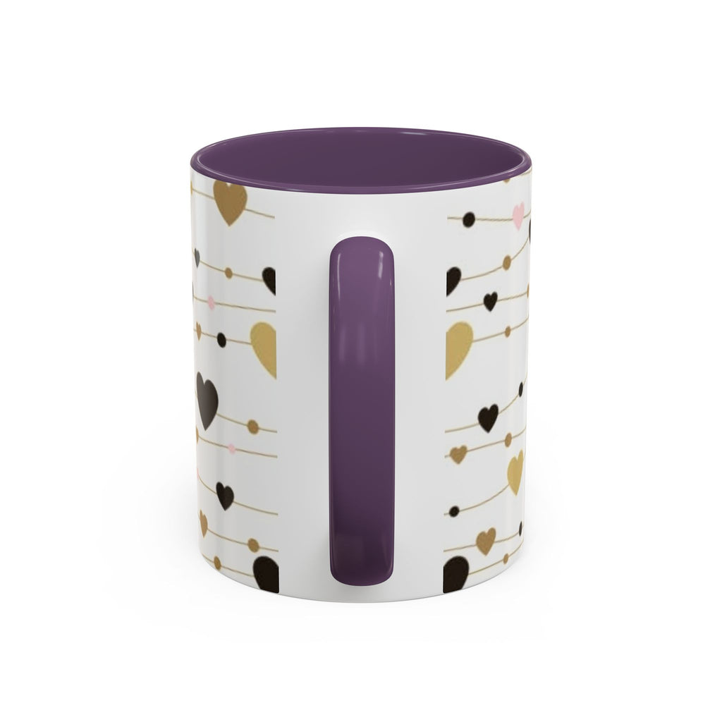 Heart Garland Accent Coffee Mug — Pink & Gold Valentine Ceramic