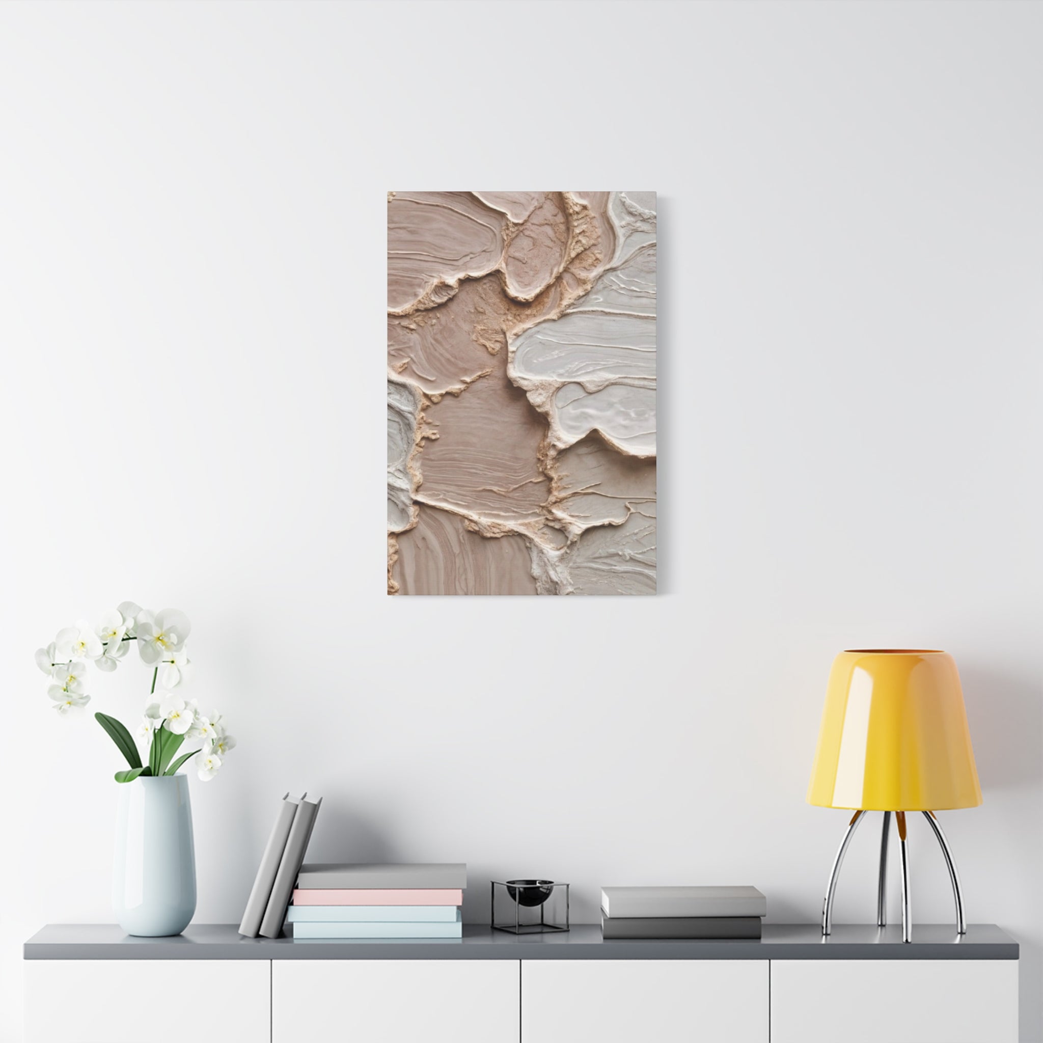 Neutral Textured Abstract Canvas Print — Beige & Cream Wall Art, Matte Stretched 1.25"