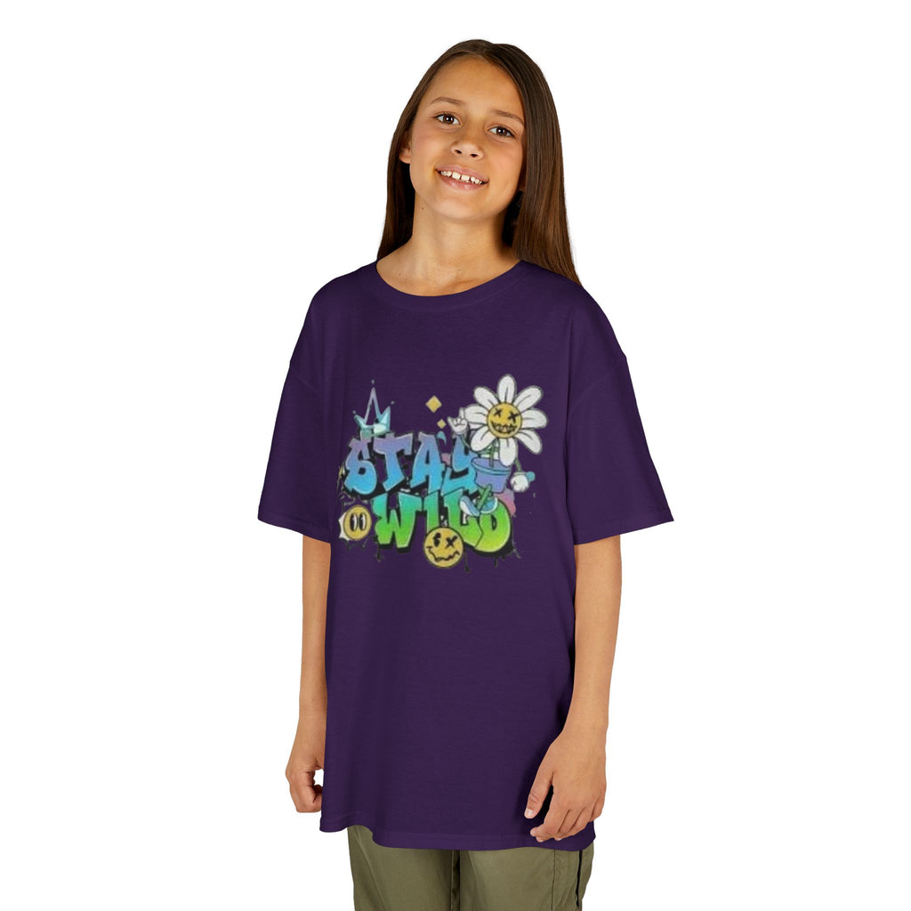 Kids Tee — "Stay Wild" Graffiti Daisy Graphic