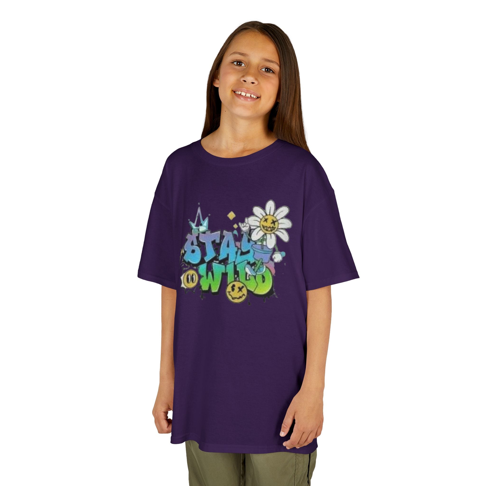 Kids Tee — "Stay Wild" Graffiti Daisy Graphic