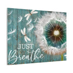 Canvas Wall Art — "Just Breathe" Dandelion Rustic Teal