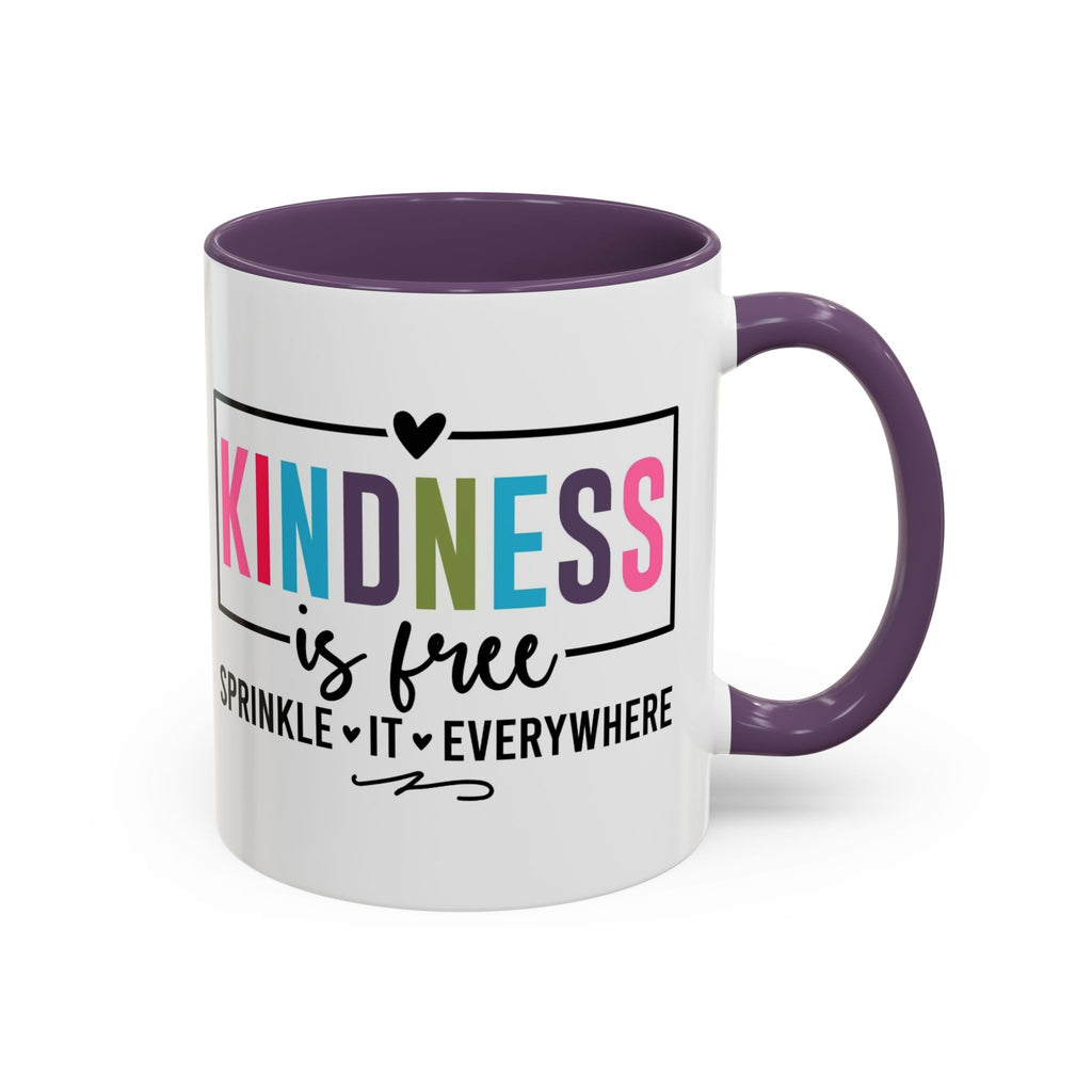 Kindness Is Free Accent Coffee Mug — Inspirational Pink Interior 11/15oz