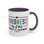 Kindness Is Free Accent Coffee Mug — Inspirational Pink Interior 11/15oz