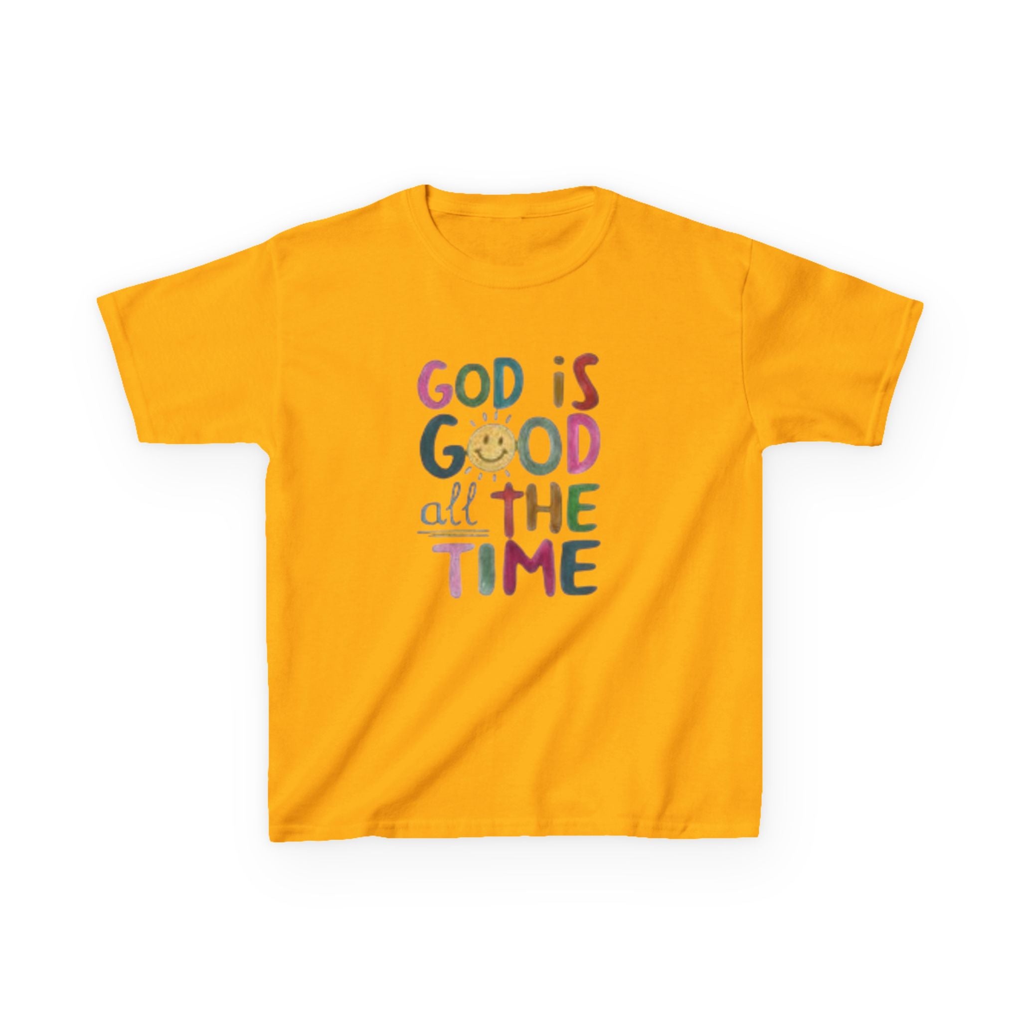Kids Tee — "God Is Good All The Time" Colorful Faith Graphic