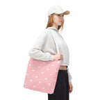 Pink Heart Pattern Tote Bag — Cute Pink AOP Shopper for Everyday Use