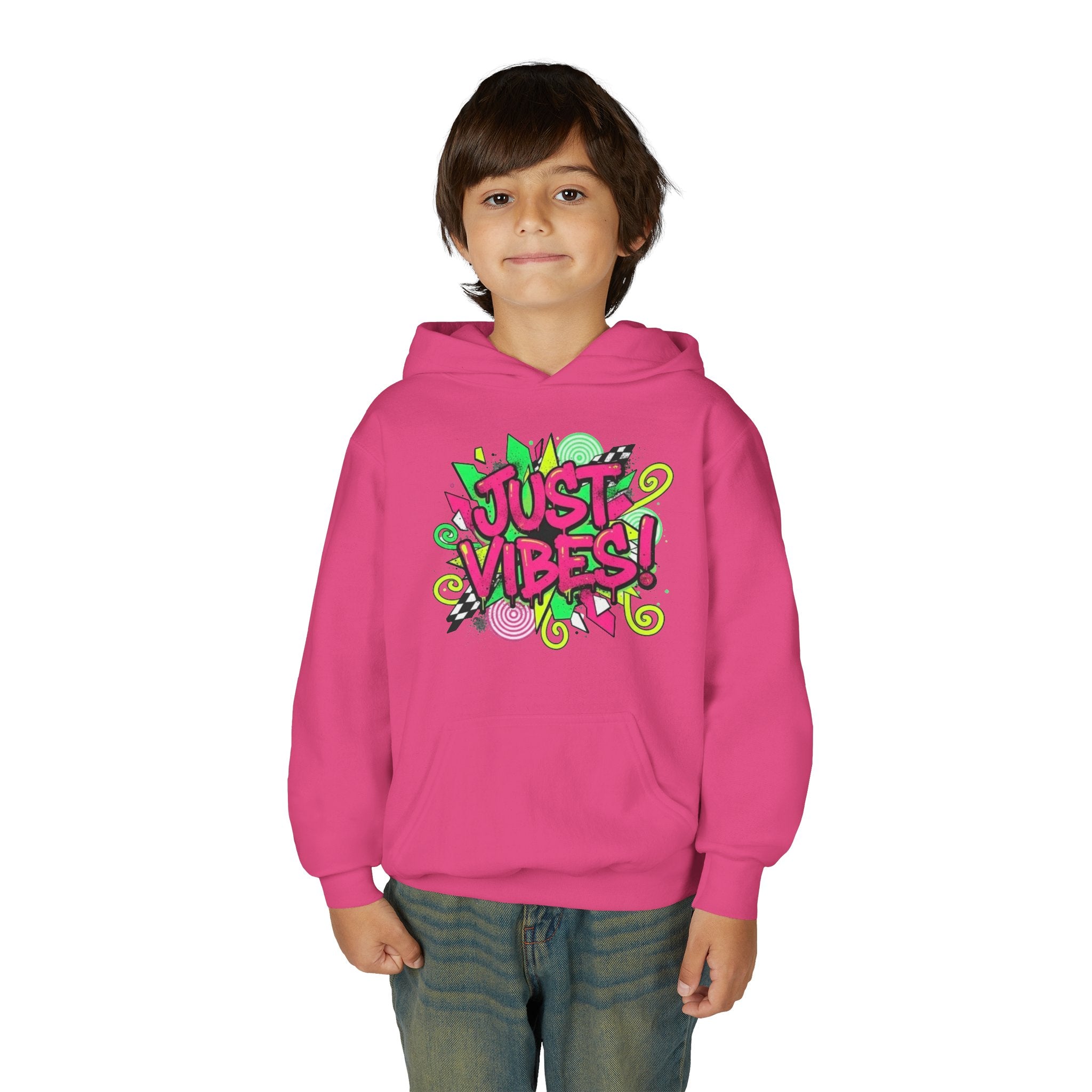 Youth Hoodie - "Just Vibes" Neon Graffiti Pullover