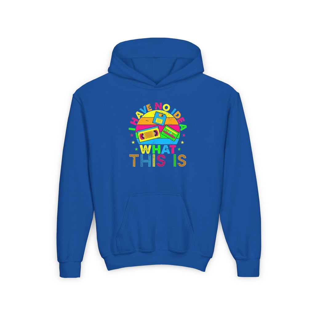 Youth Hoodie — Colorful Retro Cassette 'I Have No Idea What This Is' Graphic
