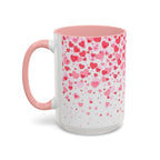 Heart Confetti Accent Coffee Mug — Pink Valentine’s Day Gift (11/15oz)