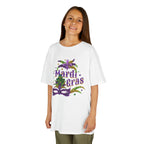 Kids Mardi Gras T-Shirt — Purple & Green Mask Design