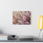 Feathered Pampas Wall Art Canvas — Blush Pink Botanical Decor, Matte Stretched 1.25"