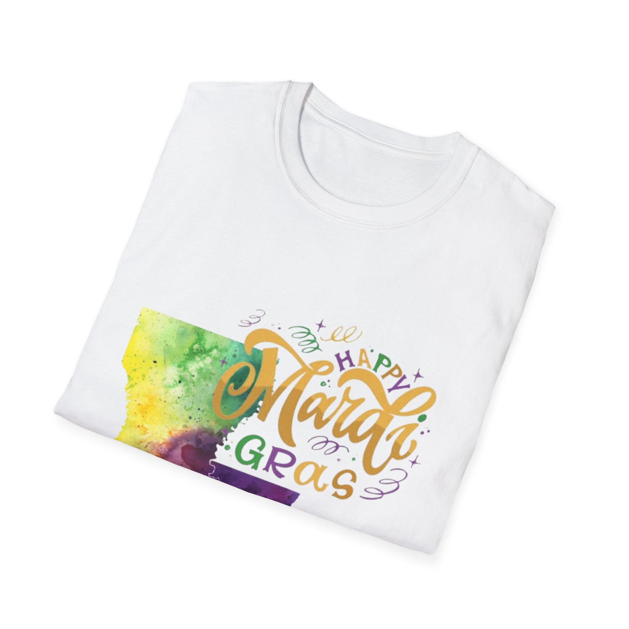 Mardi Gras Louisiana Watercolor T-Shirt — Happy Mardi Gras Celebration Tee