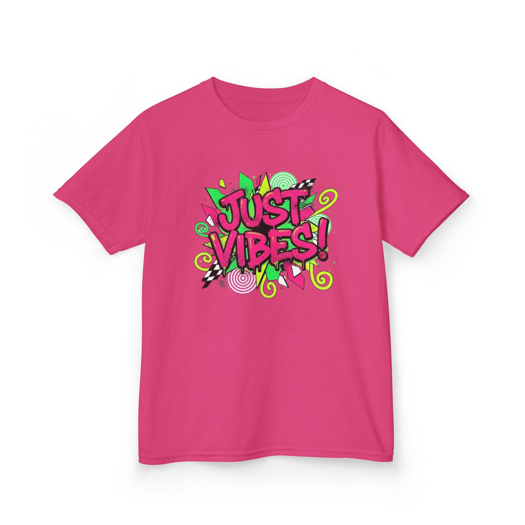 Kids T‑Shirt — "Just Vibes" Neon Graffiti Graphic Tee for Playful, Trendy Kids