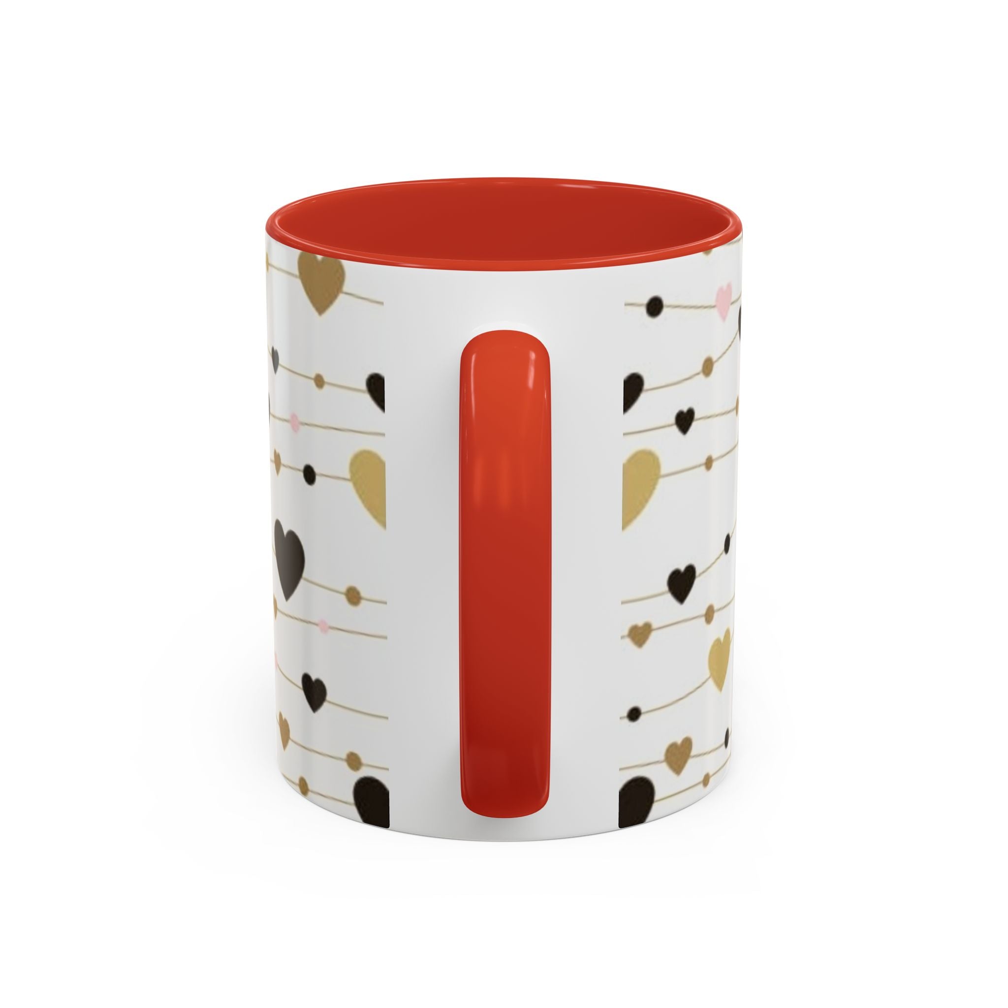 Heart Garland Accent Coffee Mug — Pink & Gold Valentine Ceramic