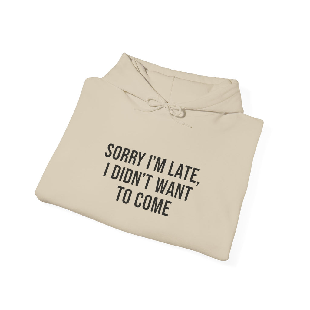 Sorry I'm Late I Didn't Want To Come Hoodie | Sarcastic Self-Image Humor, Introvert Quote