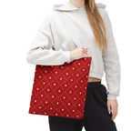Valentine Red Diamond Heart Tote Bag — All-Over Print Canvas Shopper