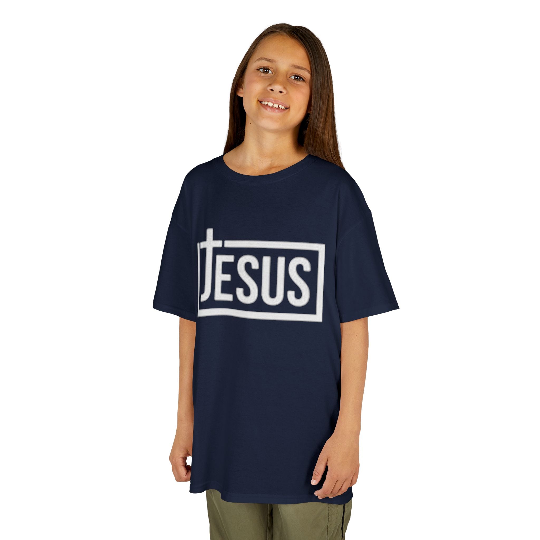Kids Jesus T‑Shirt — Bold Cross Logo Christian Tee for Boys & Girls